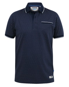D555 Darwin AOP Poloshirt mit Jacquard-Kragen und Rippbündchen, Marineblau